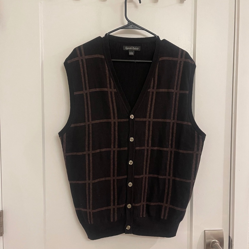 Vintage Cashmere Blend Kenneth Robert's Plaid Vest Preppy Old Money Classic
